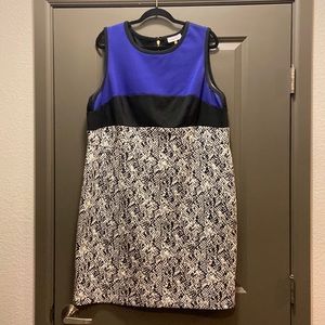 Calvin Klein 18W Purple/Black/White Sheath Dress